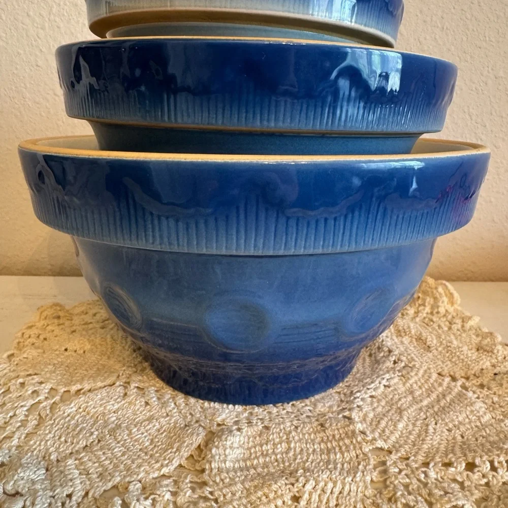 Vintage Blue Stoneware Bowl Set - Picture 16 of 16